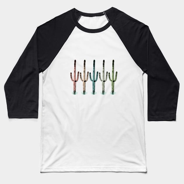 Saguaro Cactus Baseball T-Shirt by Aunt Choppy